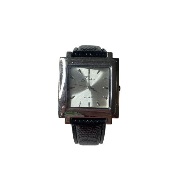 Fondini Quartz Watch Black Snakeskin Leather Unisex Watch Stainless Steel Back - Picture 7 of 7